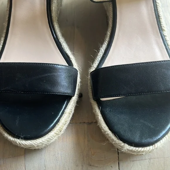 New Stuart Weitzman Lexia Leather Black  Espadrille Wedge Sandal Size 10 - Picture 11 of 12
